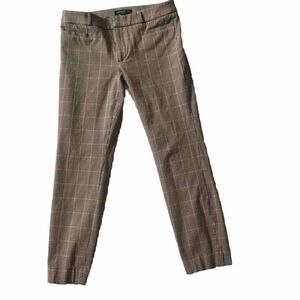 Banana Republic Dress Pants Women Size 4 Brown Plaid Sloan Ankle Office Career